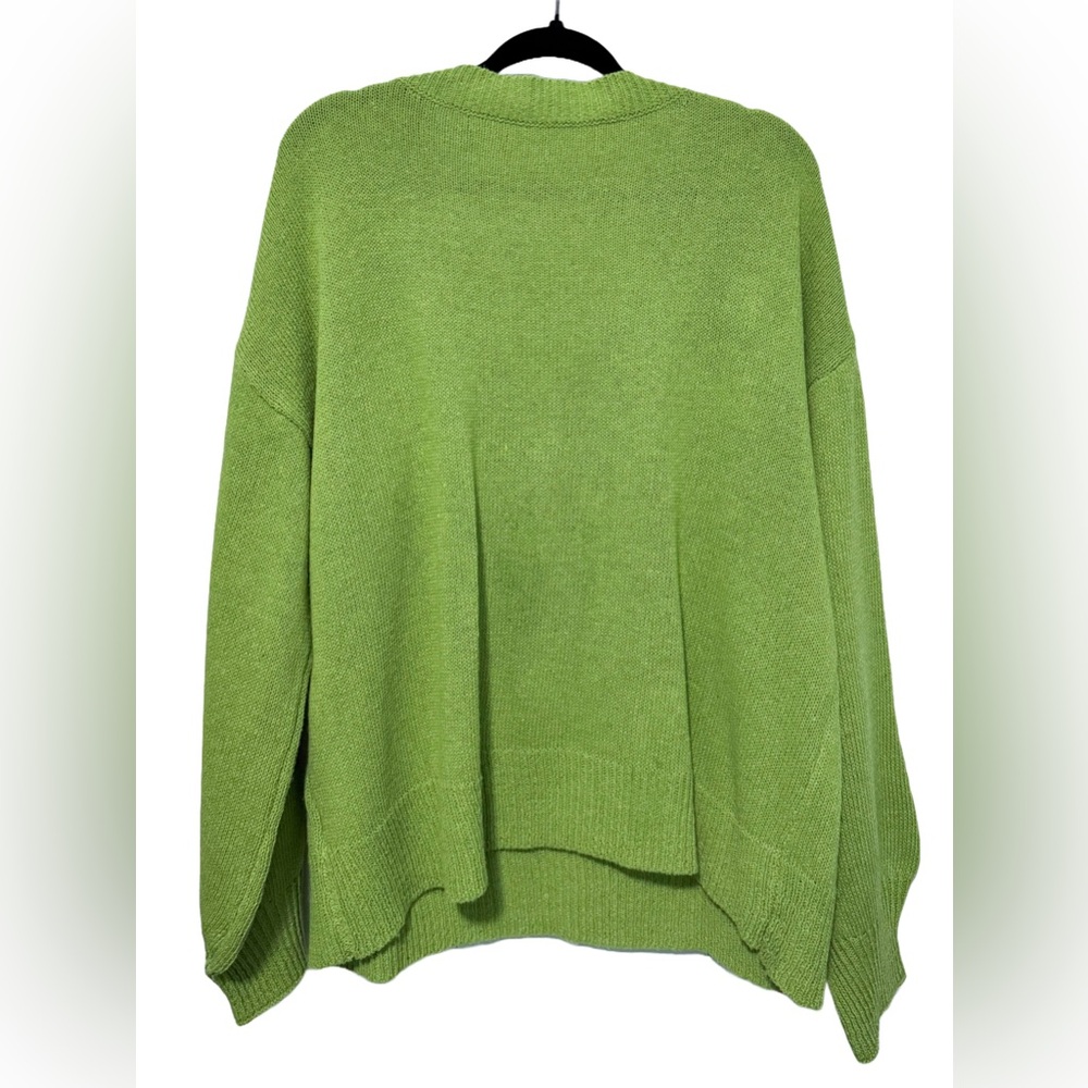 Shein Curve 3X Lime Green Daisy Embroidered V-Neck Sweater NWOT - Picture 7 of 11